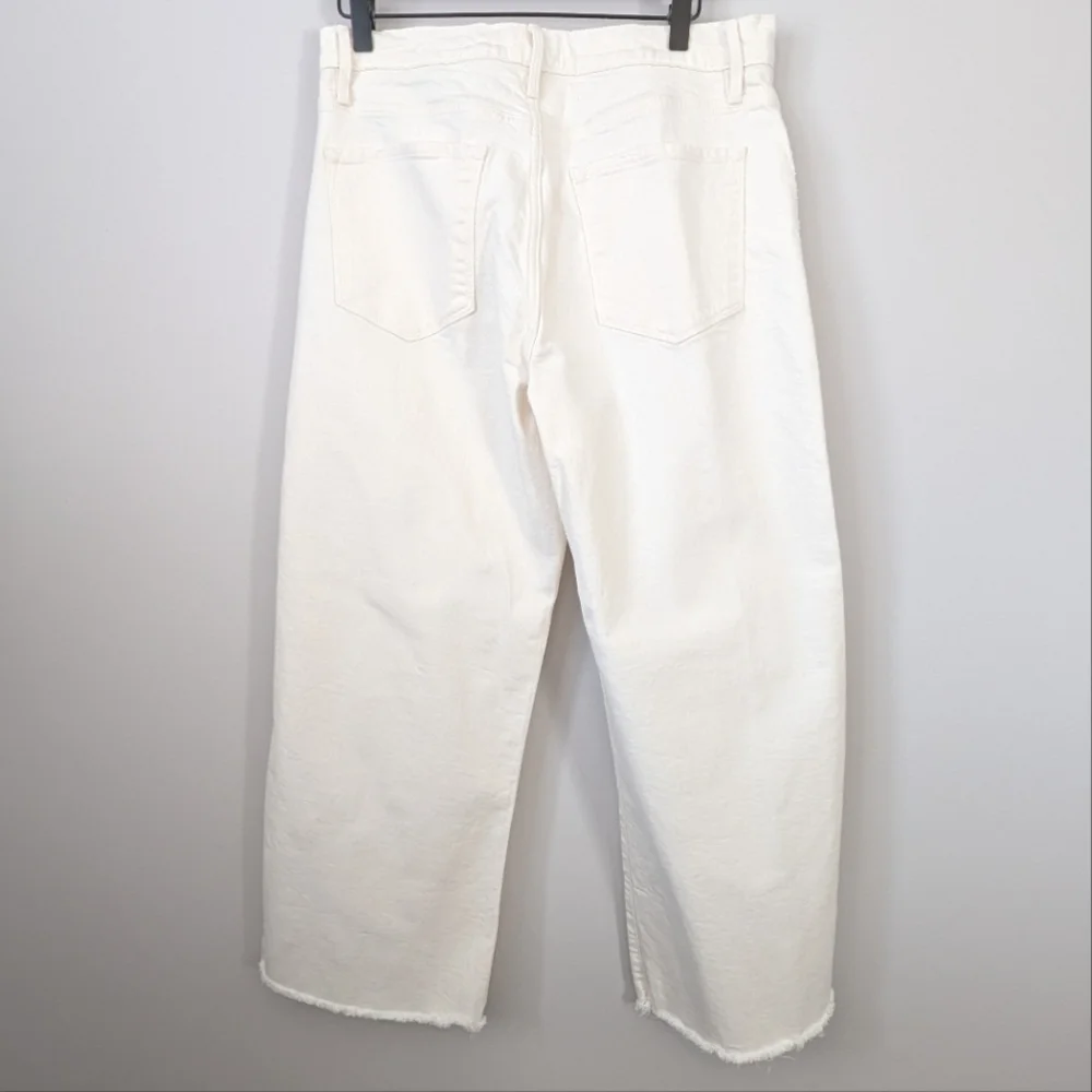 Frame Ali Wide Crop High Waist Raw Hem Button Fly Jeans Size 31 Au Natural EUC